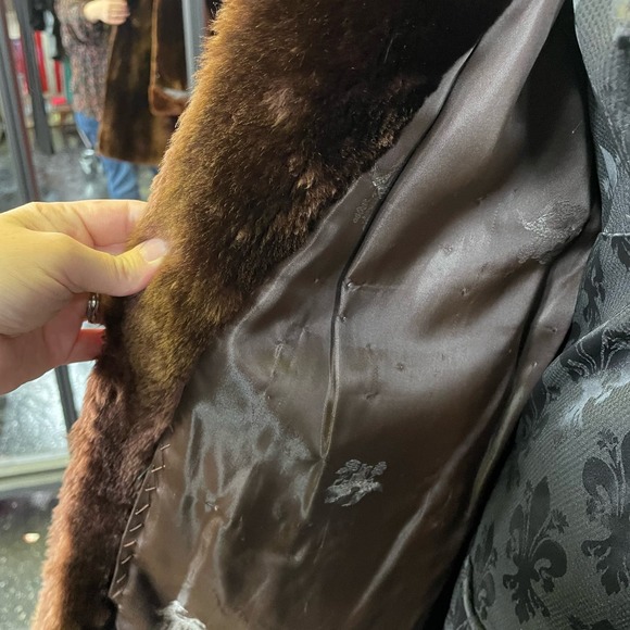 Vintage 60s Famous-Barr Co Brown Teddy Faux Fur Knee Length Coat Womens L/XL - Picture 5 of 10